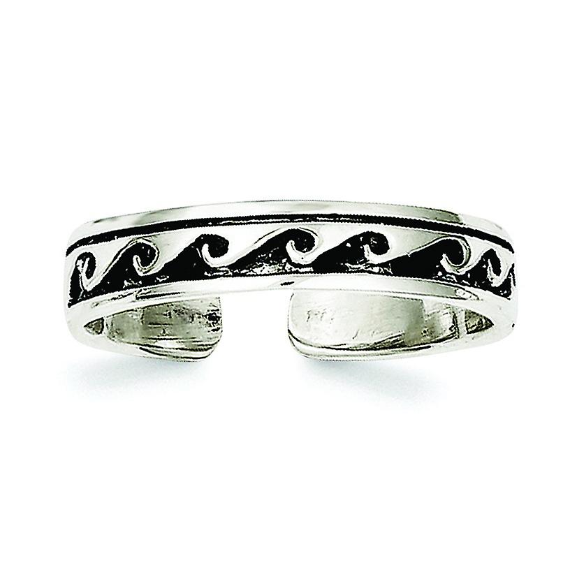 925 Sterling Silver Solid Oxidized Antiqued Adjustable Ring 4mm Wide Ring for Women - 1.7 Grams