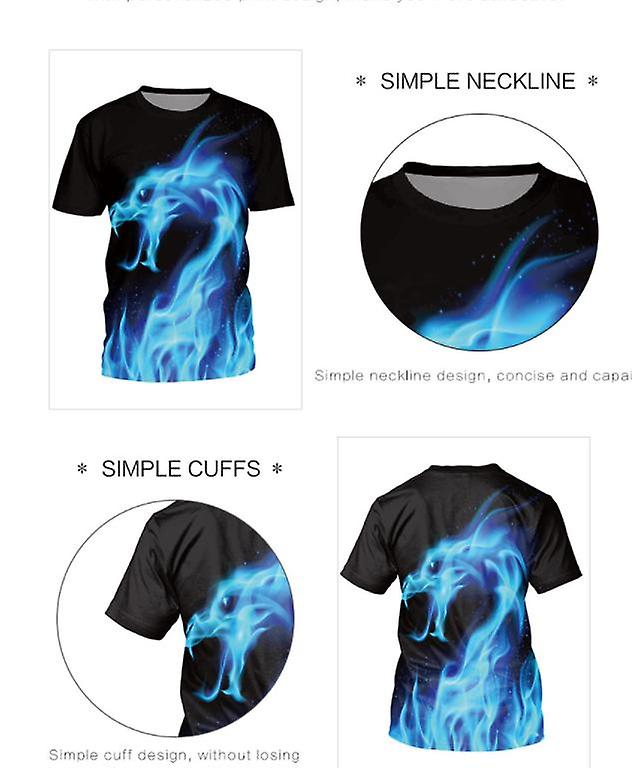 2022 Summer Hot Sale Women's Short-sleeved Round Neck T-shirt Flame Dragon 3d Digital Printing Top