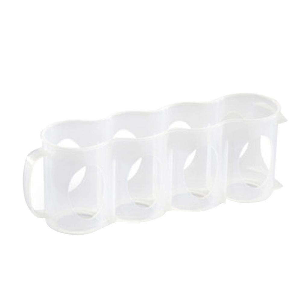 Hand Pull Type Refrigerator Organizer Beverage Can 4 Section Plastic Storage Box (transparent)