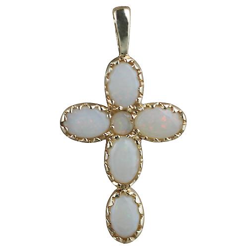 9ct Gold 25x16mm Cross set with Opals