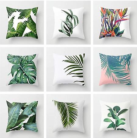 Set of 11 Decorative Pillow Case Cushion Covers Square 45x45 cm Tropical Plants Pattern Soft Decoration for Sofa Home Living Room Bedroom Bed