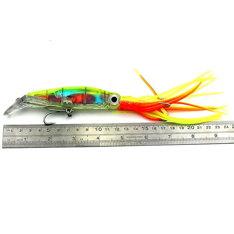 Squid Jig Fishing Lure 14cm 40g Octopus Skirt Bait 3D Eyes with Treble Hook Hard Bait for Sea Fishing