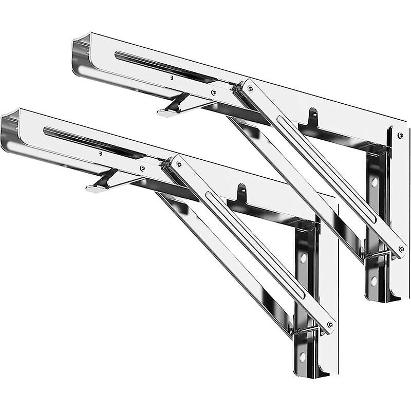 Folding Bracket 300mm,Folding Shelf Brackets Max Load 120kg,Stainless Steel Folding Console Bracket,Wall Shelf Bracket(2Pcs)