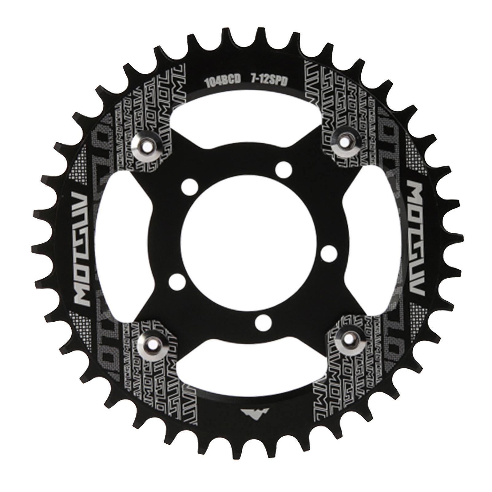 Güçlü E-Bisiklet Aynakol 32T ~ 42T 104BCD Yuvarlak Aynakol Dişlileri Zincir Halkası Siyah 32T