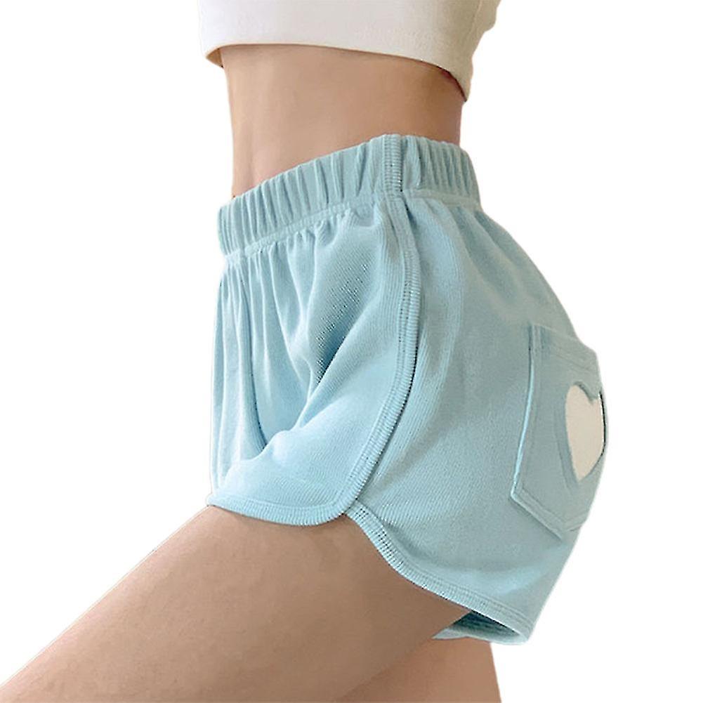 شورت جيب الحب عالي الخصر للنساء ، بقع قلب Kawaii ، فضفاض F