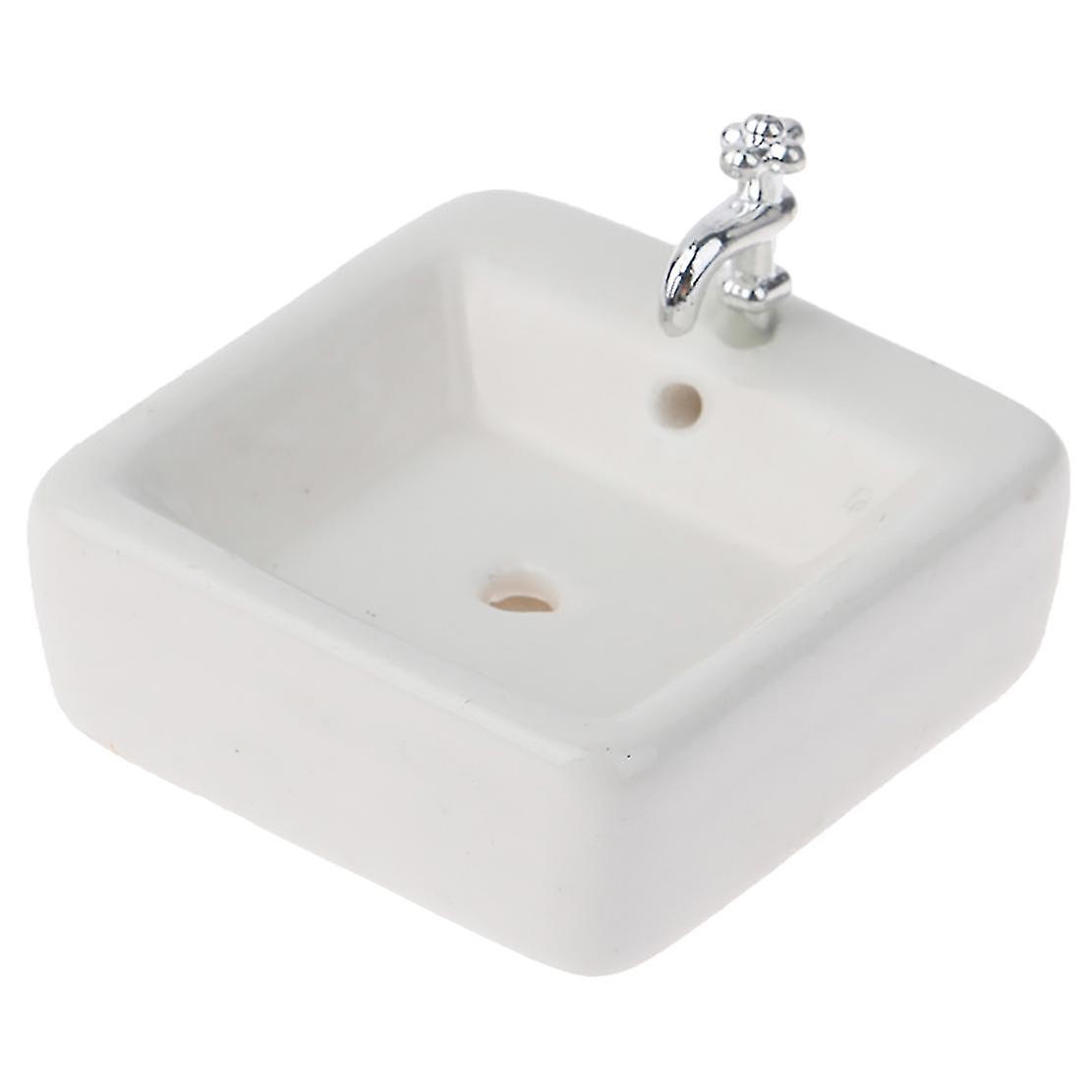 1:12 Bathroom Sink Miniature Ceramic Wash Basin Bathroom Sink Simulation Accessory