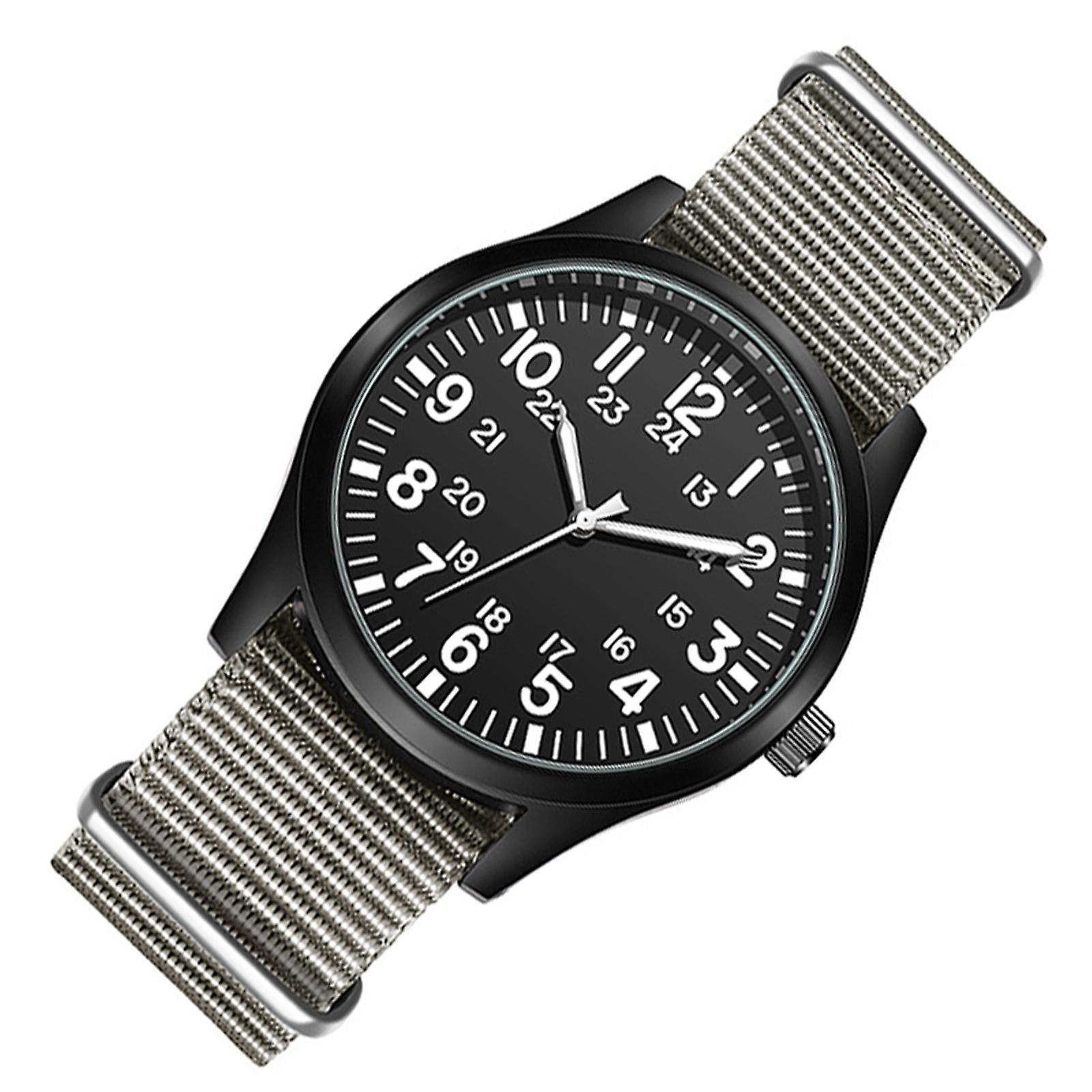 Quartz Watch Nylon Strap Quartz Movement Luminous Hands for Work  White