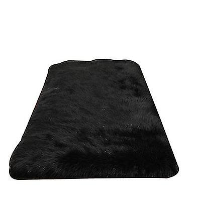 100Cm Black Plush Round Bedroom Carpet Round Cushion Az1928