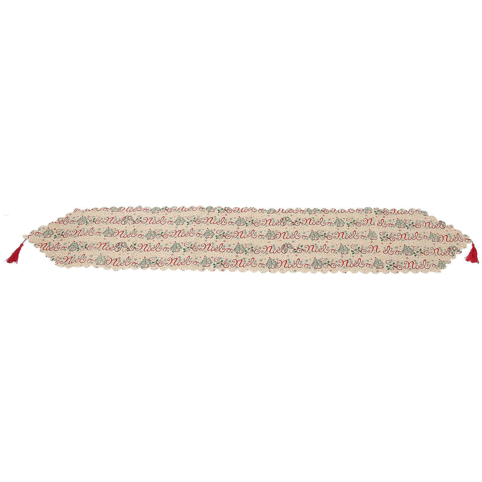 Elegant Linen Christmas Table Runner with Classic Pattern, Durable