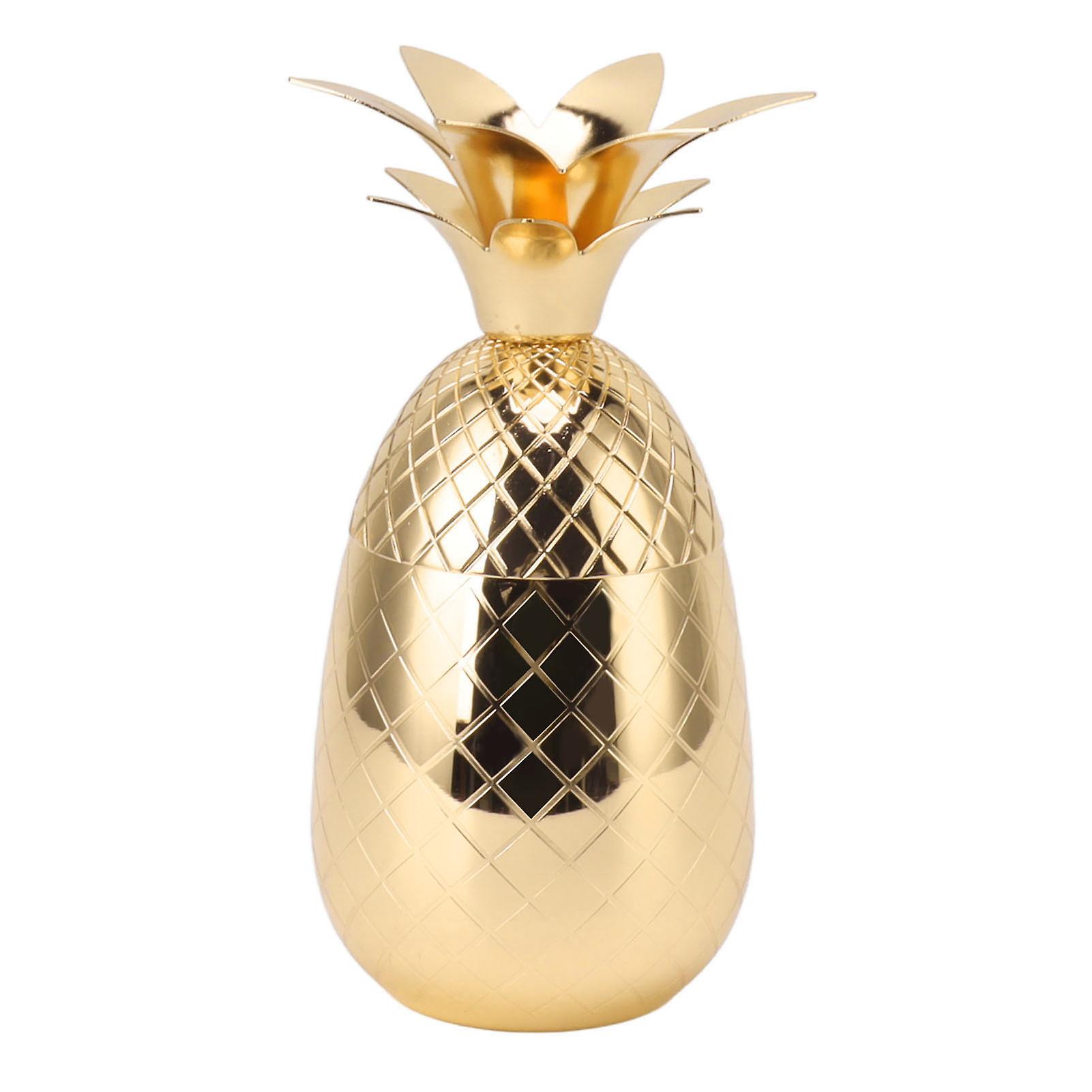 Elegant Stainless Steel Pineapple-Shaped Cocktail Shaker - Polished 500ml Smooth Surface for Exquisite Home Bar Mixing(Gold)