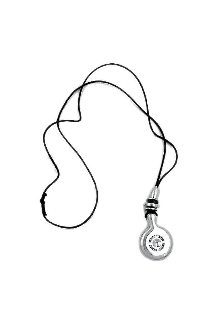 Necklace Chrome Pendant Black Cord - Gl01539