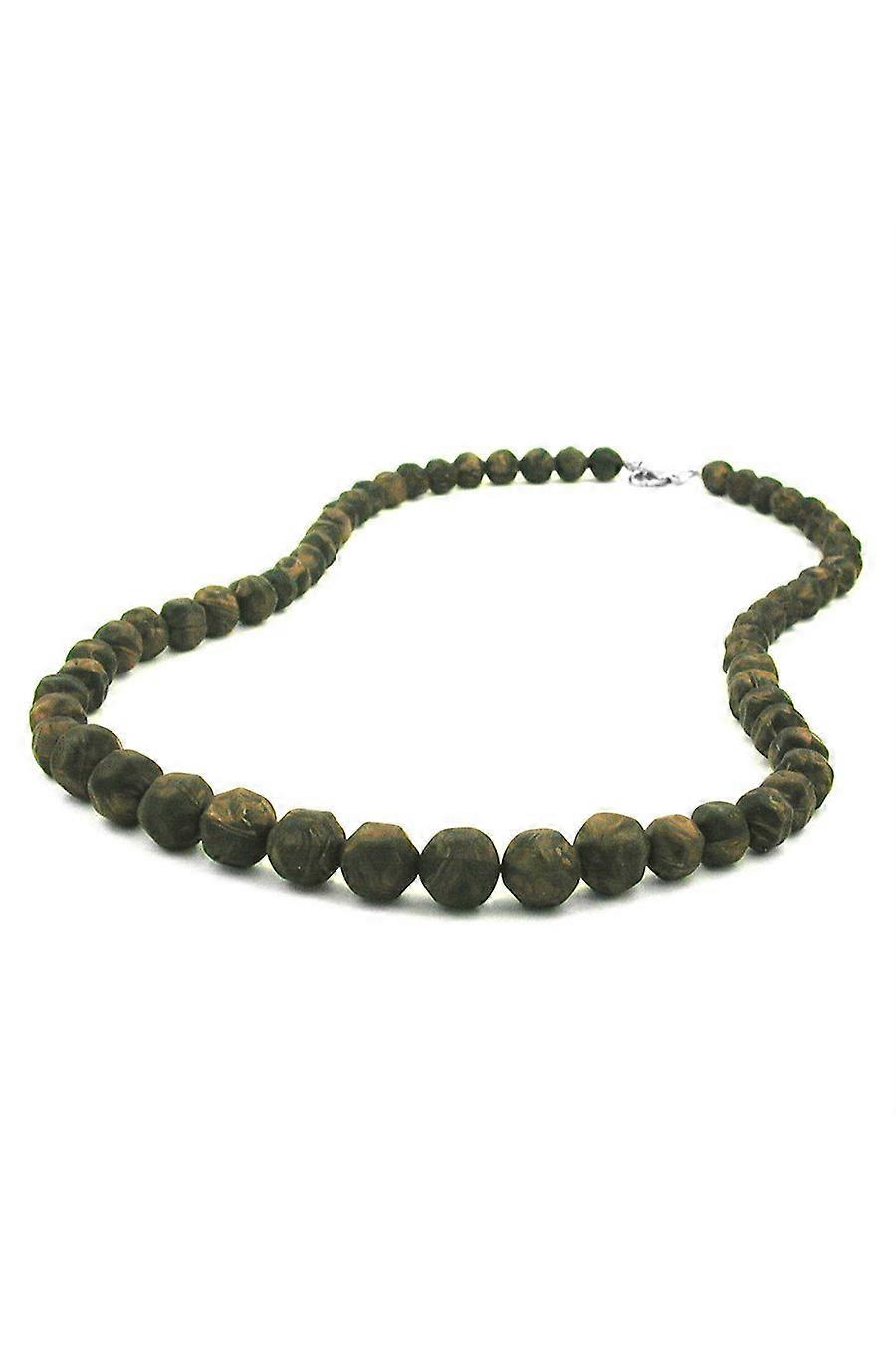 Necklace Baroque Beads Olive-green Marbled - Gl02171
