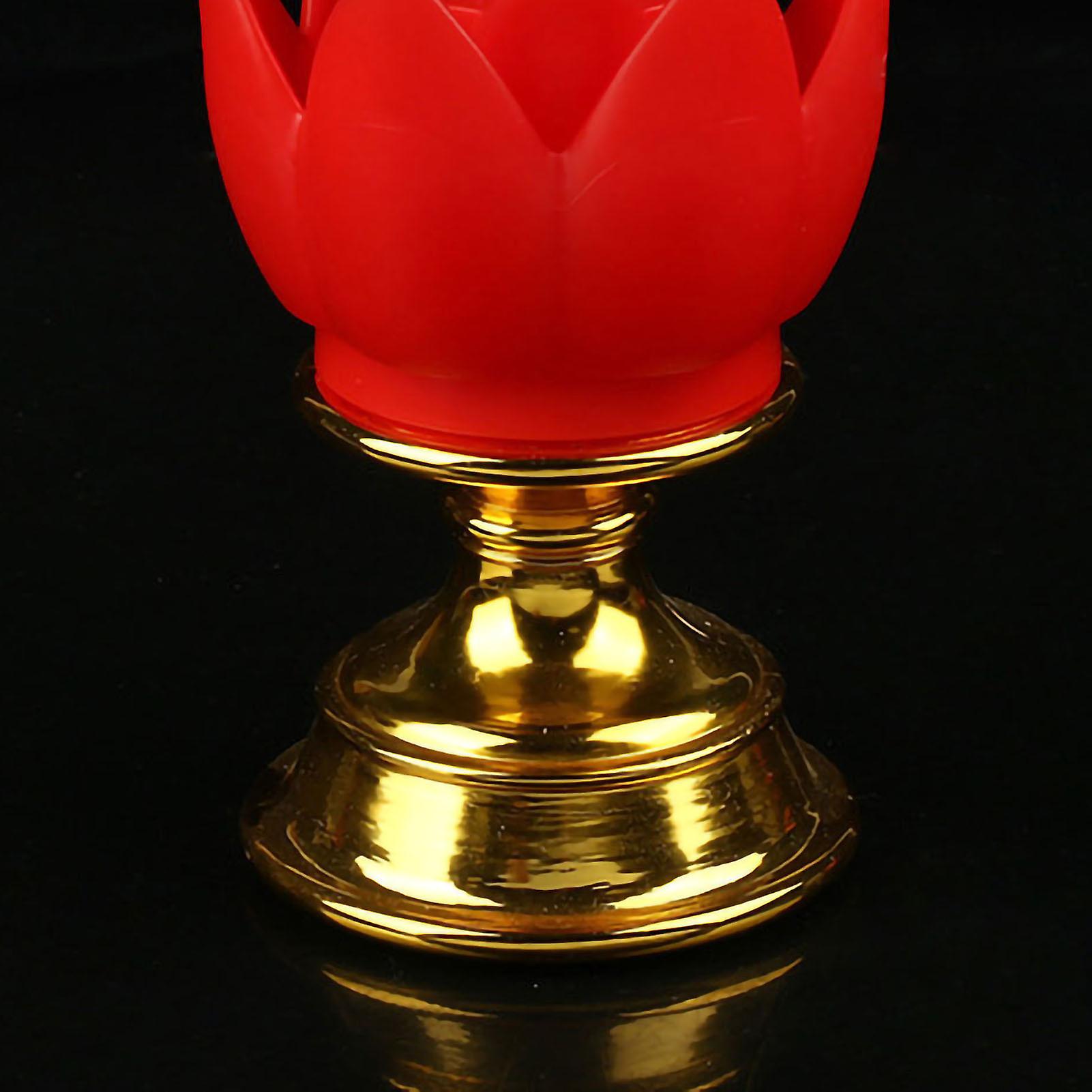 LED Lotus Lamp Simulated Candle Wick Design Soft Natural Light Lotus Flower Light Buddha Lamp Decoration Red