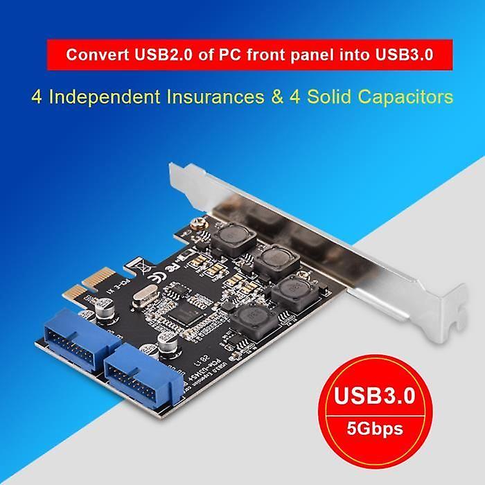 PCI-E PCI-Express to 2-Port Internal 19-Pin USB 3.0 Card Adapter with Low Profile