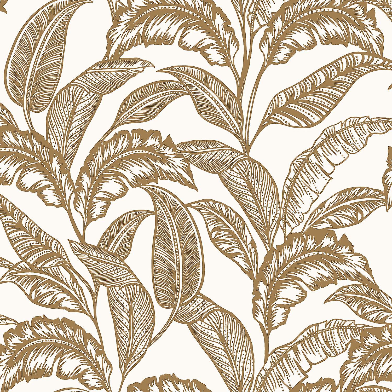 Rasch Mozambique Tropical Leaf Gold Wallpaper