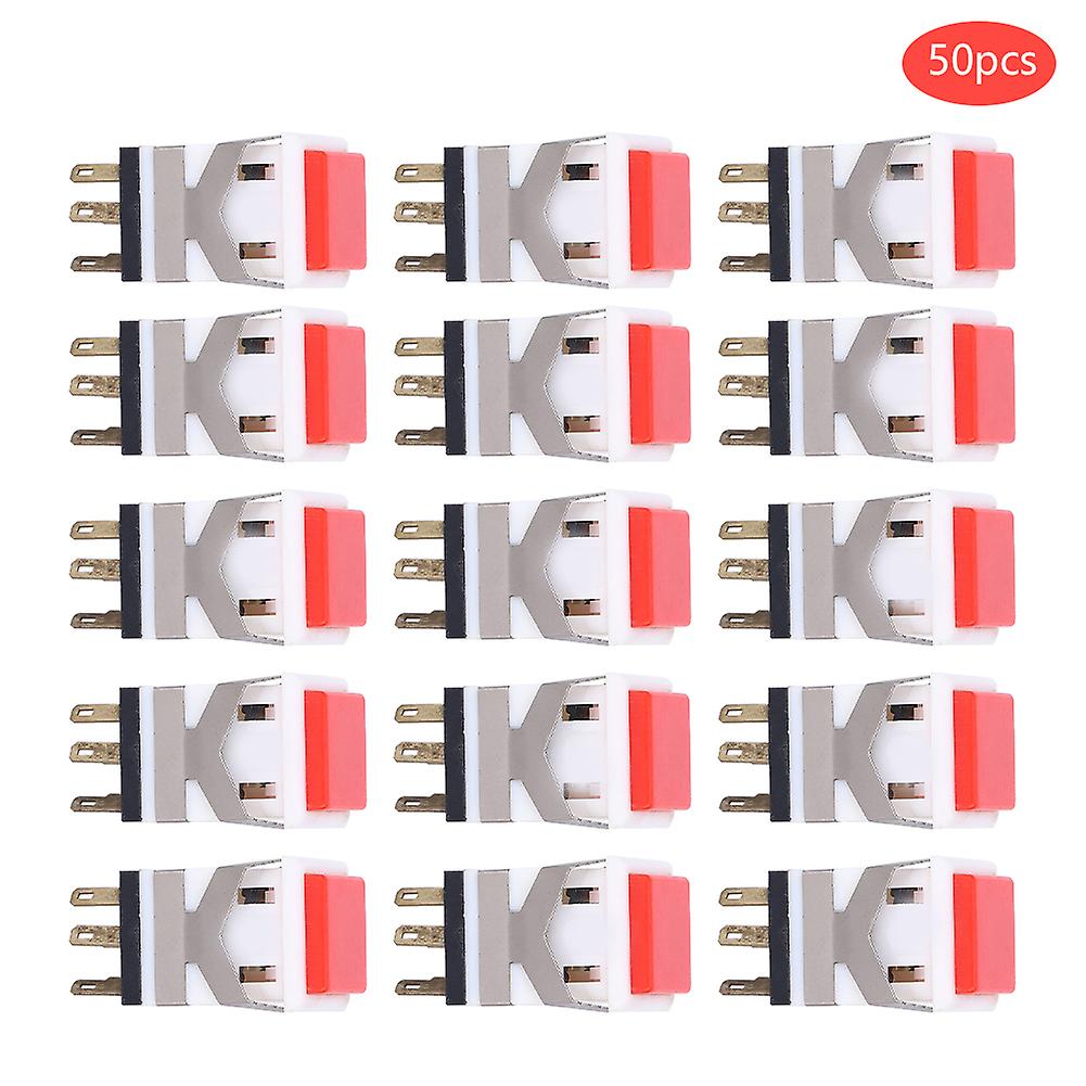 50pcs 6 Pins Self‑Locking Push Button Switch Precision Stable Switch Button Red5V