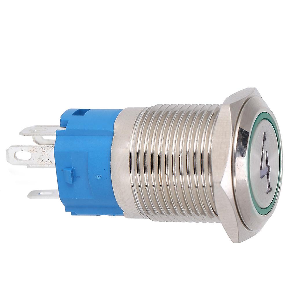 2PCS 5 Pin Metal Push Button Switch 16mm Flat Head Self Reset Switch With Light Number 4(24VDC Green)