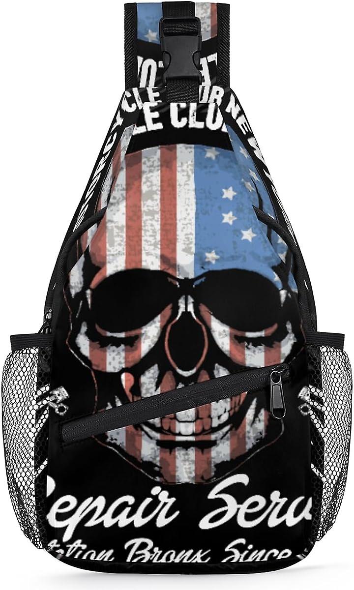 AQ00165 American Flag Slull Sling Backpack U.S. Flag Crossbody Τσάντα πολλαπλών χρήσεων τσάντα χιαστί ταξιδιού πεζοπορίας τσάντα στήθους Casual τσάντα ημέρας, ως S