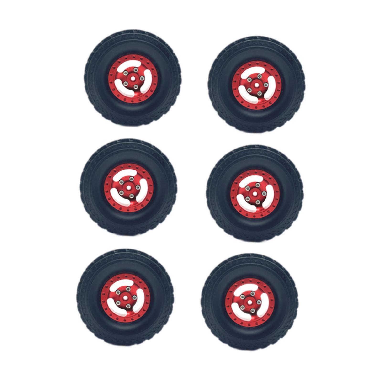 6x 1/12 1/16 RC Auto Felge und Reifen Robuste RC Auto Strandreifen für RC Auto rot