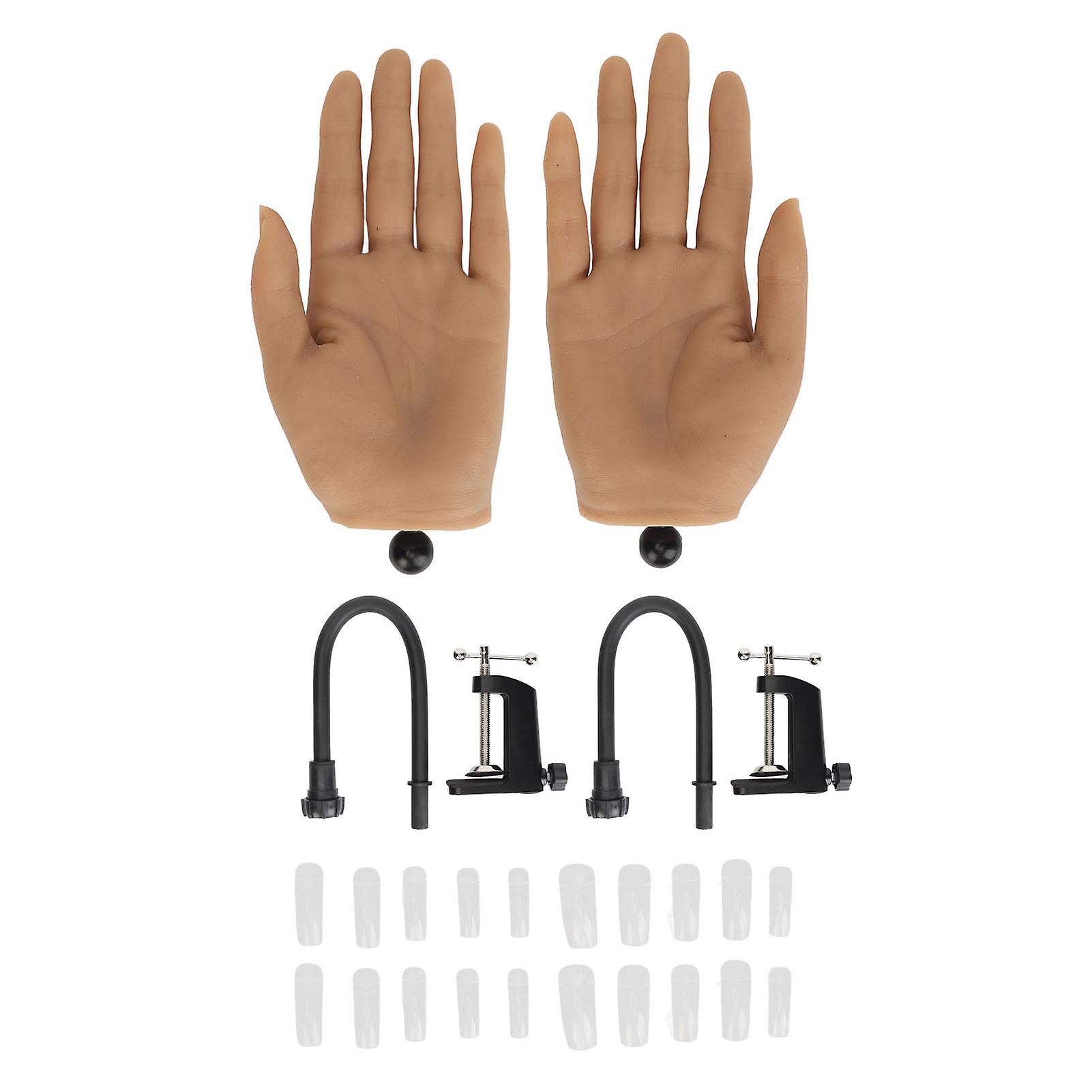 2024 1 Pair Silicone Practice Hand Professional Artificial Bendable Nails Art Acupuncture Practice Tool