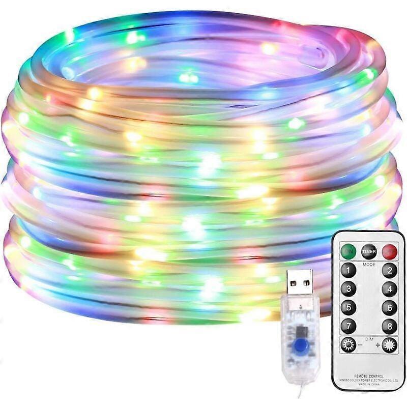 10m LED Light Tube Garland, IP65 Waterproof USB Outdoor Light Tube, 8 Remote Control Modes, with Timer and Memory Function, for Garden Decoration, Chr