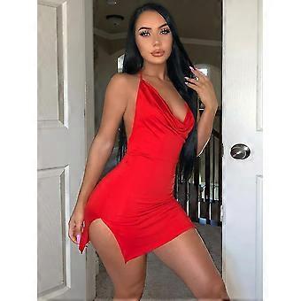 Summer Fashion Neon Solid Color Bandage Slit Mini Dress Women Chic Elegant  Streetwear Casual Satin Bodycon | Fruugo NO