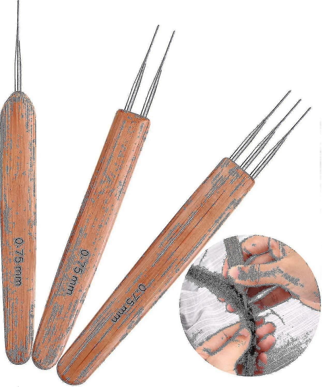 3 Pack Bamboe Dreadlock Haken 0.75mm Dreadlocks Haken