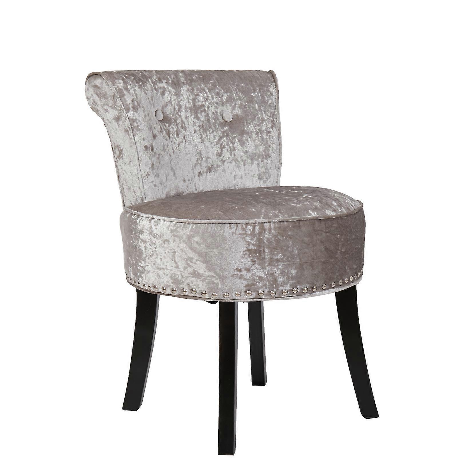 Crushed Velvet Vanity Tabouret Coiffeuse Table Chaise Chambre Maquillage Dossier