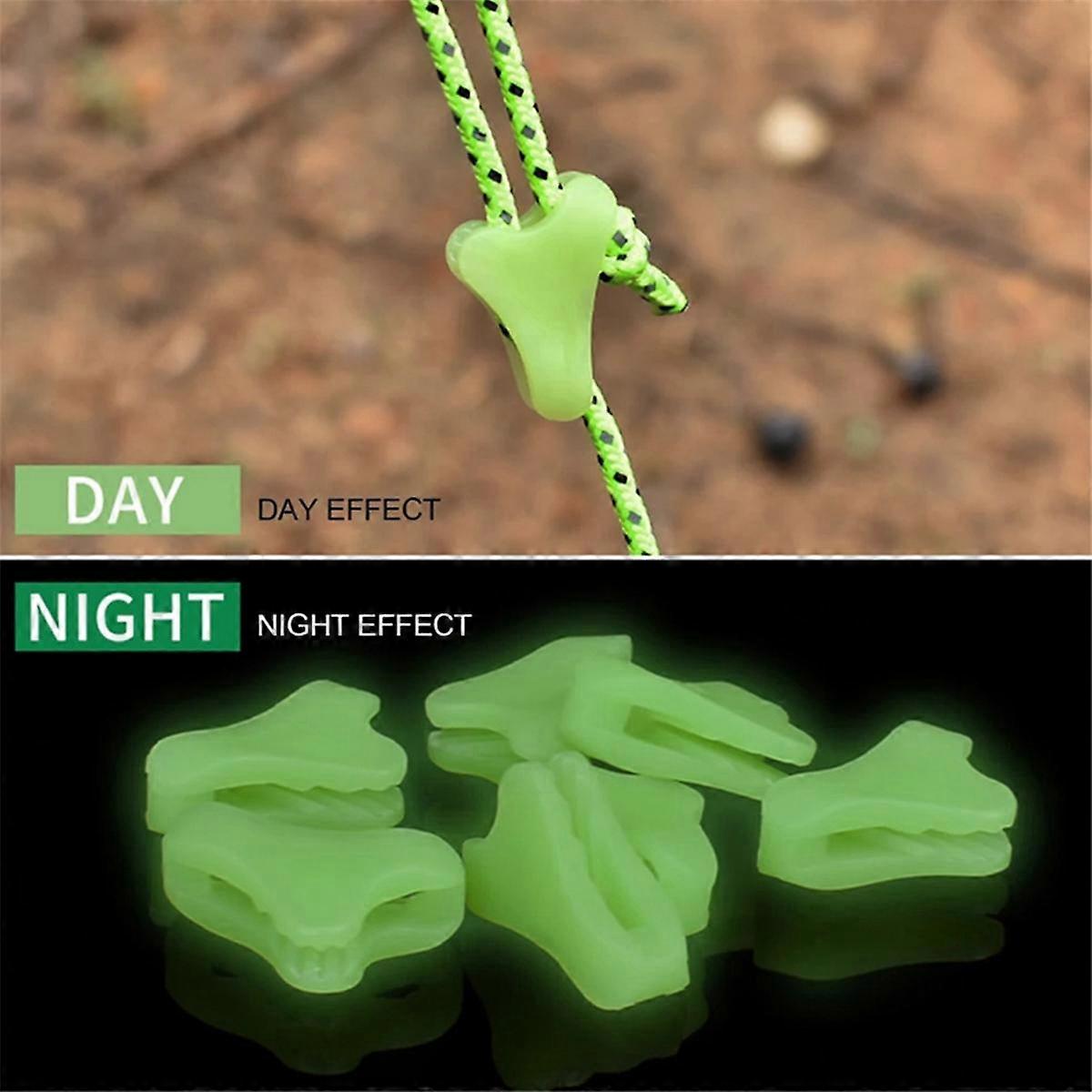 10PCS Outdoor Camping Luminous Rope Buckle Tent Pull Rope Luminous Anti-Slip Buckle Rope Buckle Ten