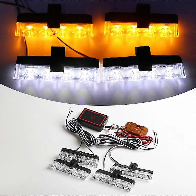 Grill Car LED Light Strobe Red Blue Emergency Remote Wireless Control Flash Signal Fireman Beacon Warning Lamp