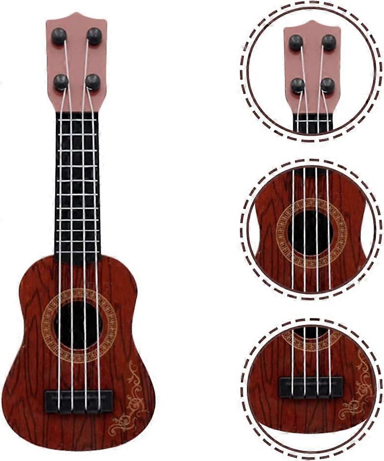 Children's Mini Four-String Guitar Instrument (Brown) 1 Piece