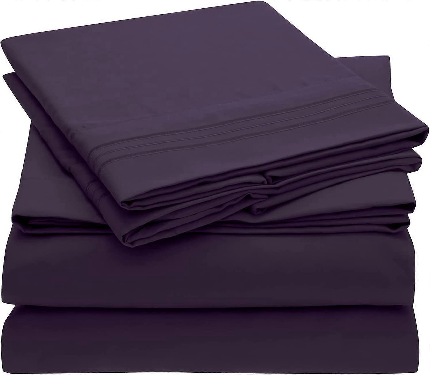 Materasso Super Soft Sheet 16" - Resistente alle pieghe Resistente allo sbiadimento - Confezione da 4 (viola)