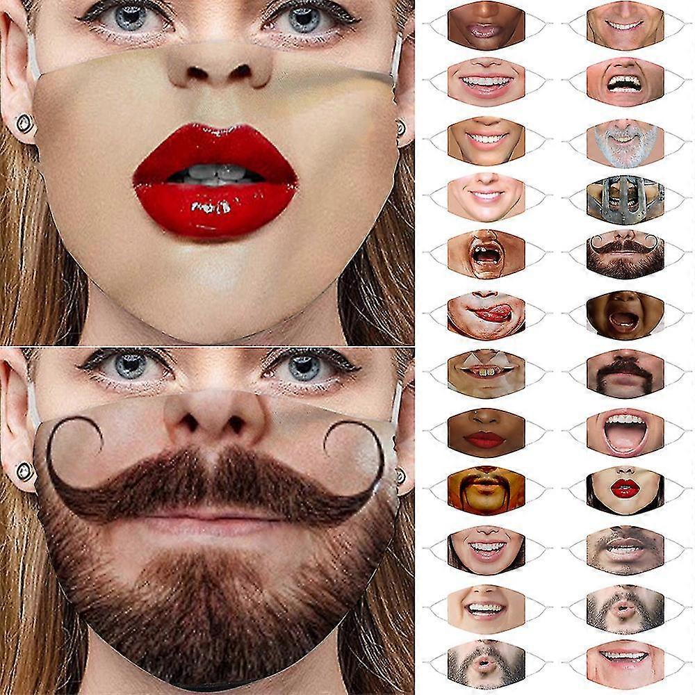 3D Printed Funny Face Mask Halloween Oddychająca osłona na usta wielokrotnego użytku