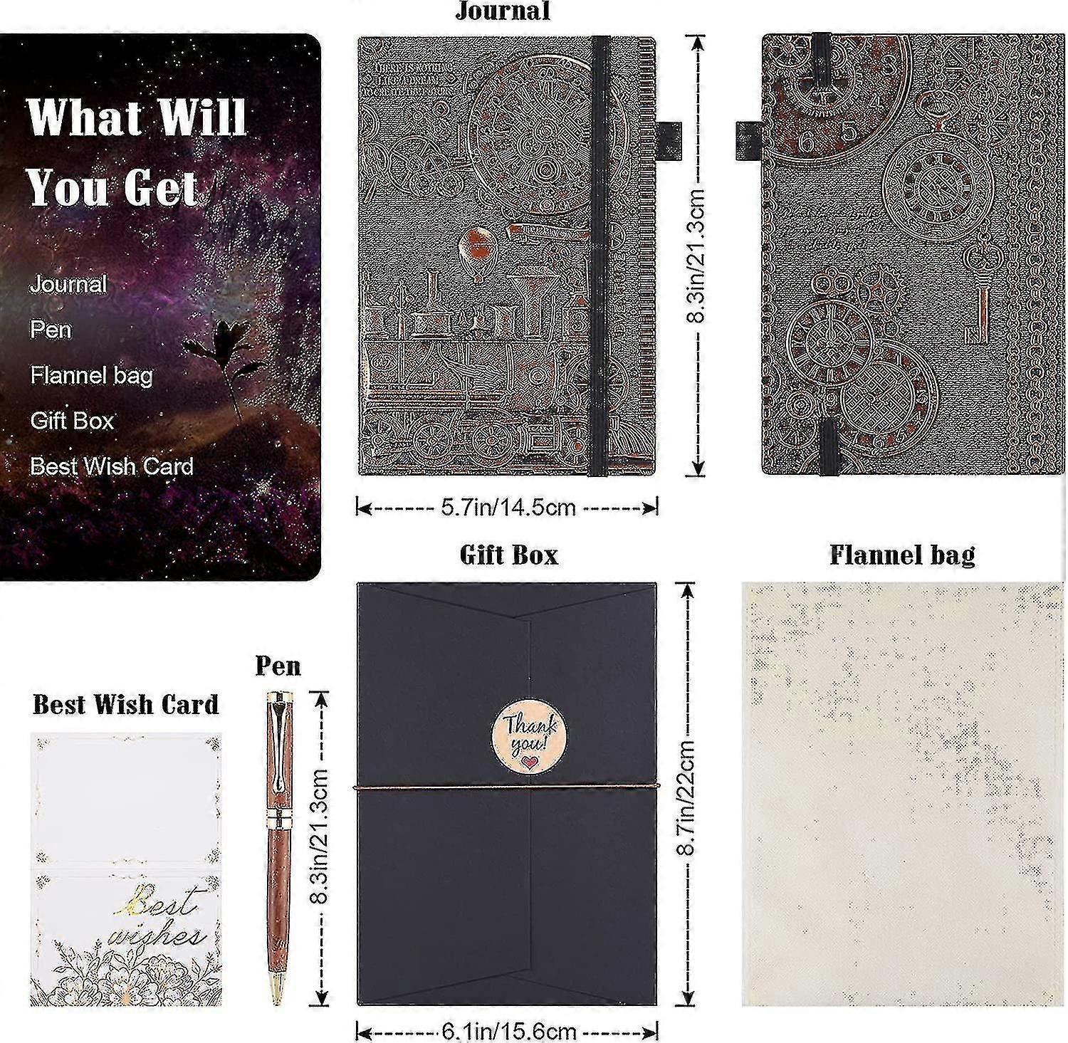 Leather Writing Journal Vintage Notebook With Pen, Embossed Train Daily Diary With Lined Page,,200pages 8.3 X 5.8in (a5 Red Bronze)