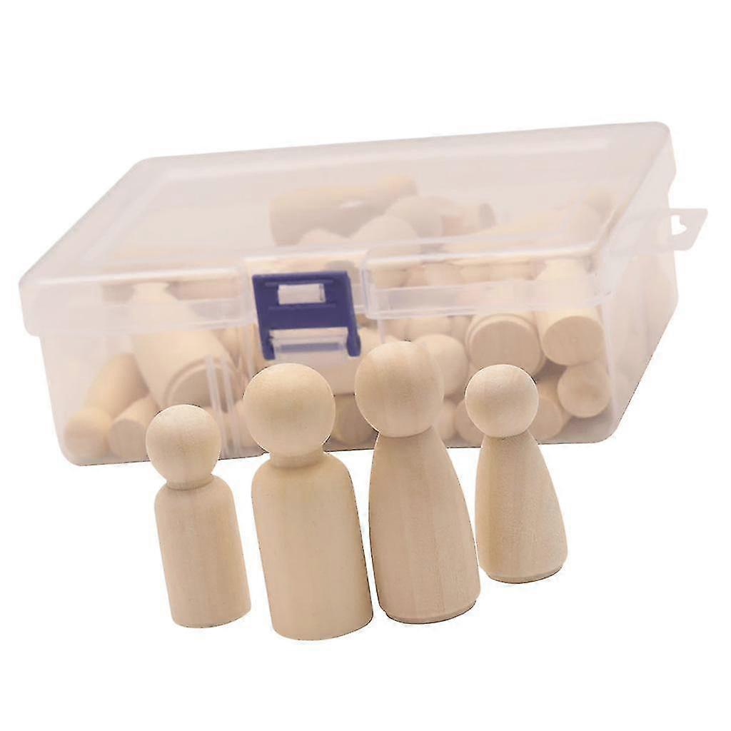 50 Pieces Mini Wooden Figures Kids Diy Graffiti Wooden Figure Crafts Toys-Good