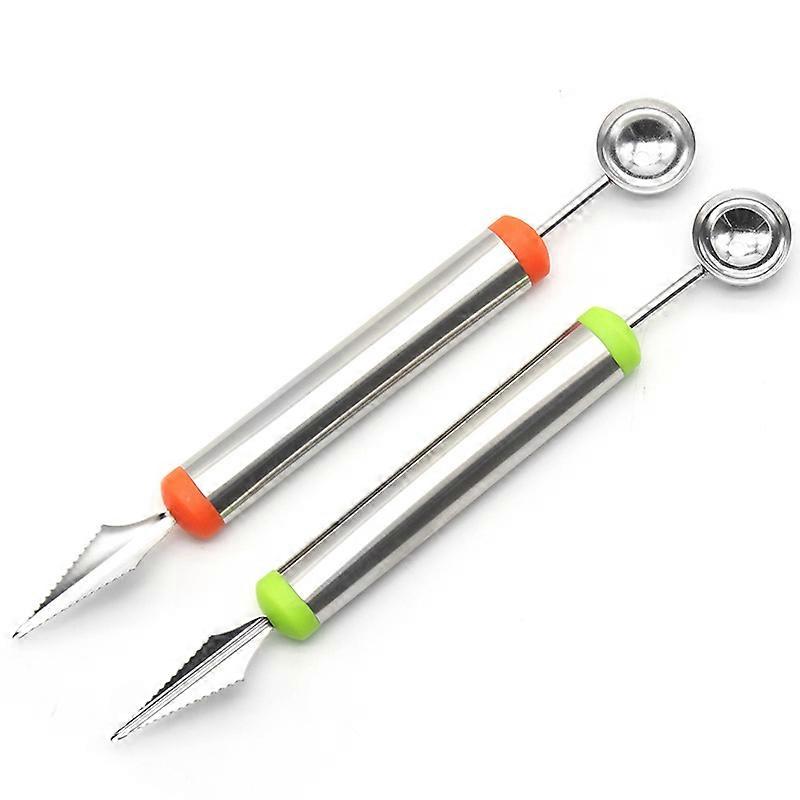 ZK-Double function stainless steel fruit salad spoon melon ball spoon random cutter