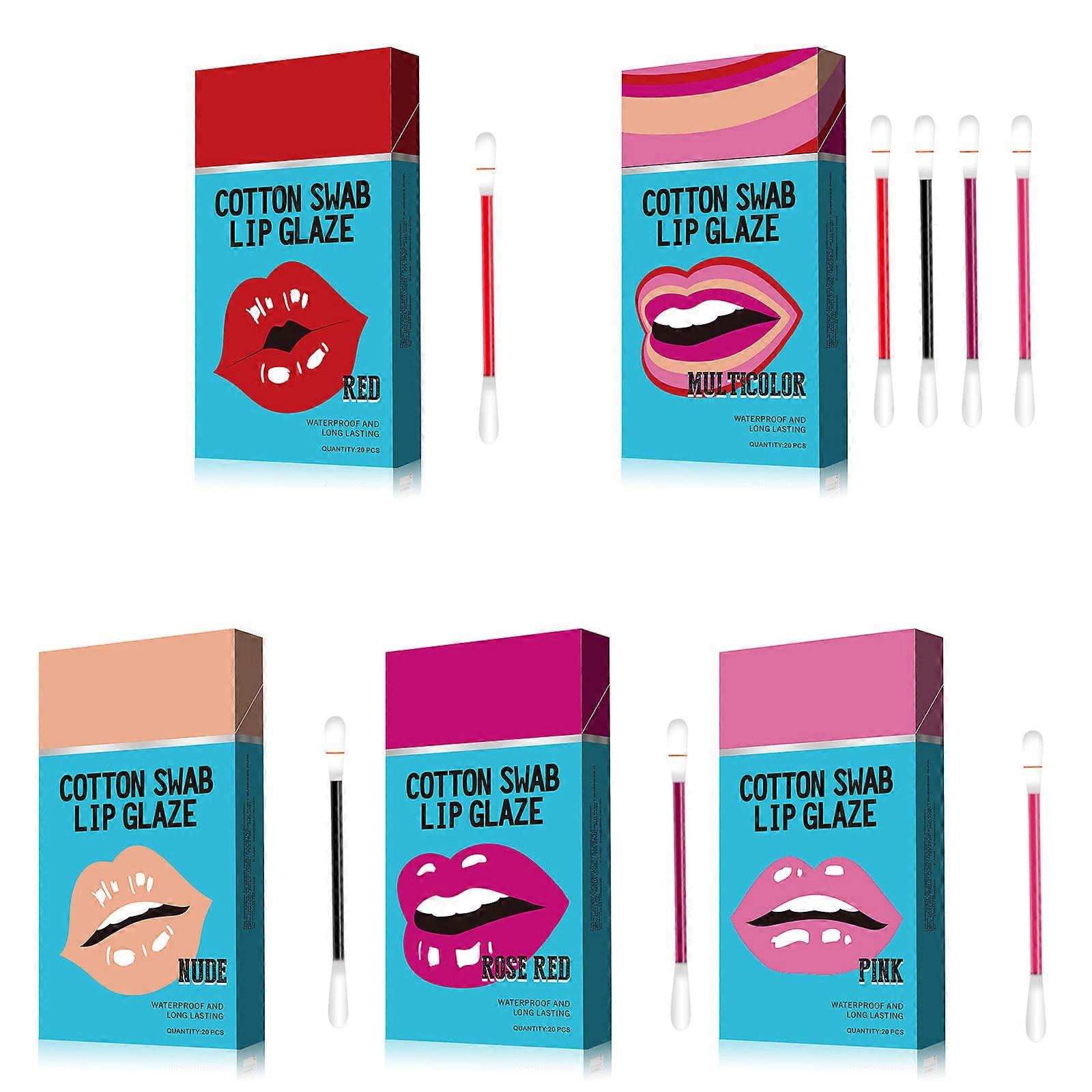 Portable Cotton Swab Lip Glaze Non-Stick Cup Long Lasting Lipsticks Waterproof Lips Makeup Tool for Women