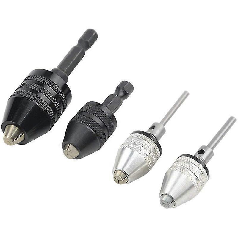 4PCS Drill Chuck Quick Change Adapter Mini 3-Jaw Drill Chuck Screwdriver Adapter Electric Drill Con