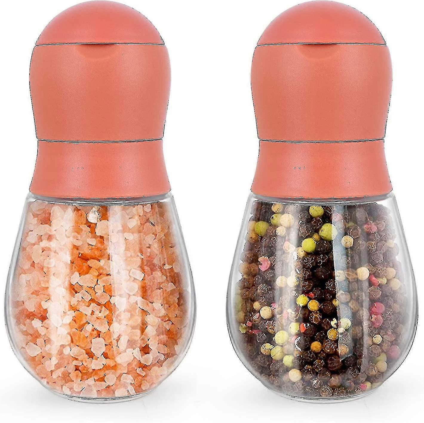 Set Of 2 Manual Pepper Mills With Adjustable Ceramic Grinder As Salt Mill Red Chilli Mill [without S