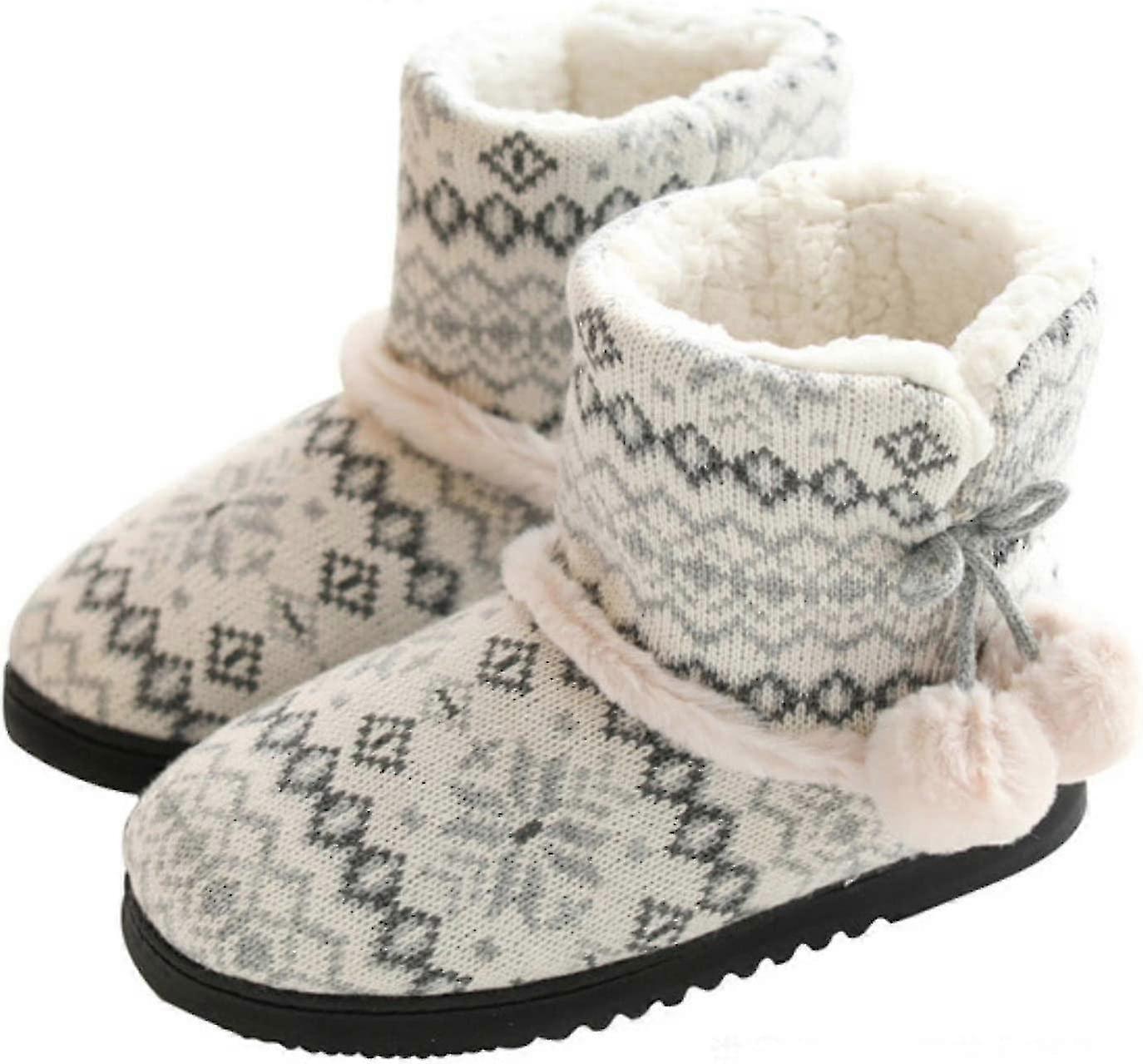 Tofflor Dam Toffel Stövlar Inomhus Bomulls Booties Damer Slip On House Skor Varm pälsfodrad Bekväm Vinter Hem Tofflor (2-b-b)