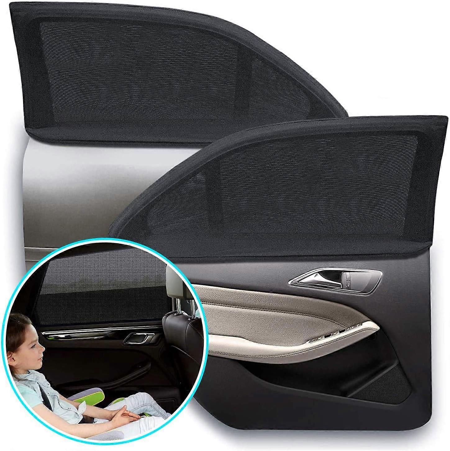 2-Pack Rear Elastic Breathable Universal Mesh Window Shade for Sun Protection and Privacy
