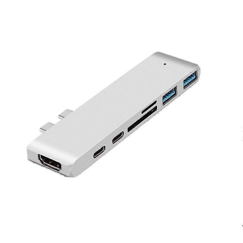 6 In1 For Macbook Pro Mac Pc Laptop Charging&reader 3.0 Type-c Adapter Usbwhite1pcs