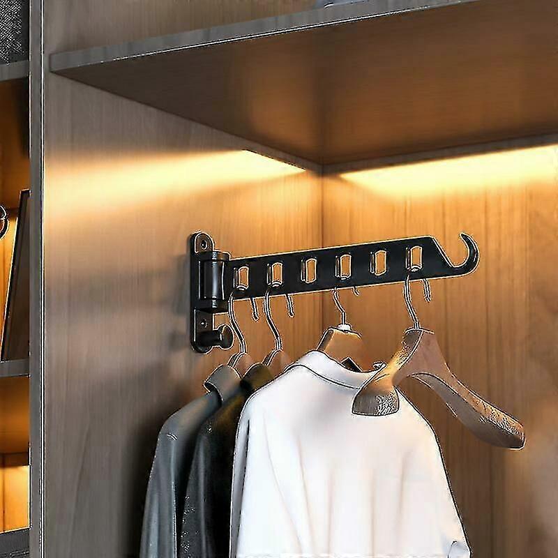 Wall-mounted clothes rack, wall-mounted foldable clothes rack, 29*11*3cm, black