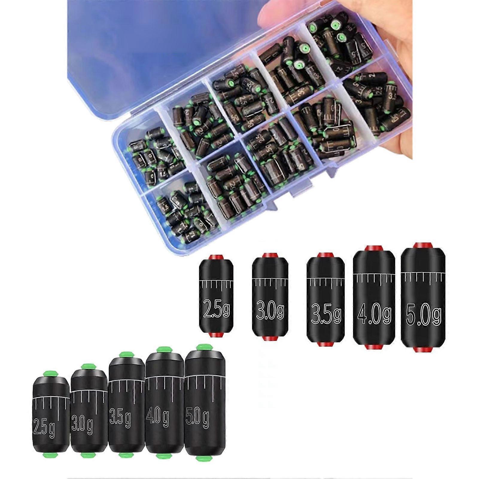 100 Pcs Fishing Weight Sinkers Down Corner Design Lightweight Good Concealment Unique with Plastic Box Reduce Fish Alertness Lead Fishing Sinkers with