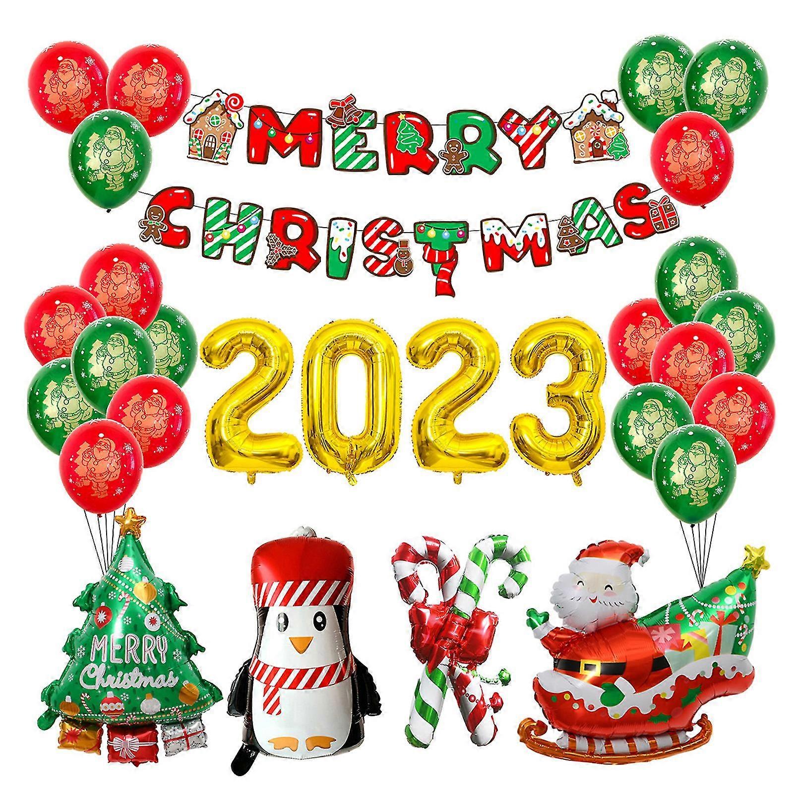 Christmas Party Decorations Christmas Balloons Set With 2023 Number Balloons For Kids Latex Balloons For Christmas