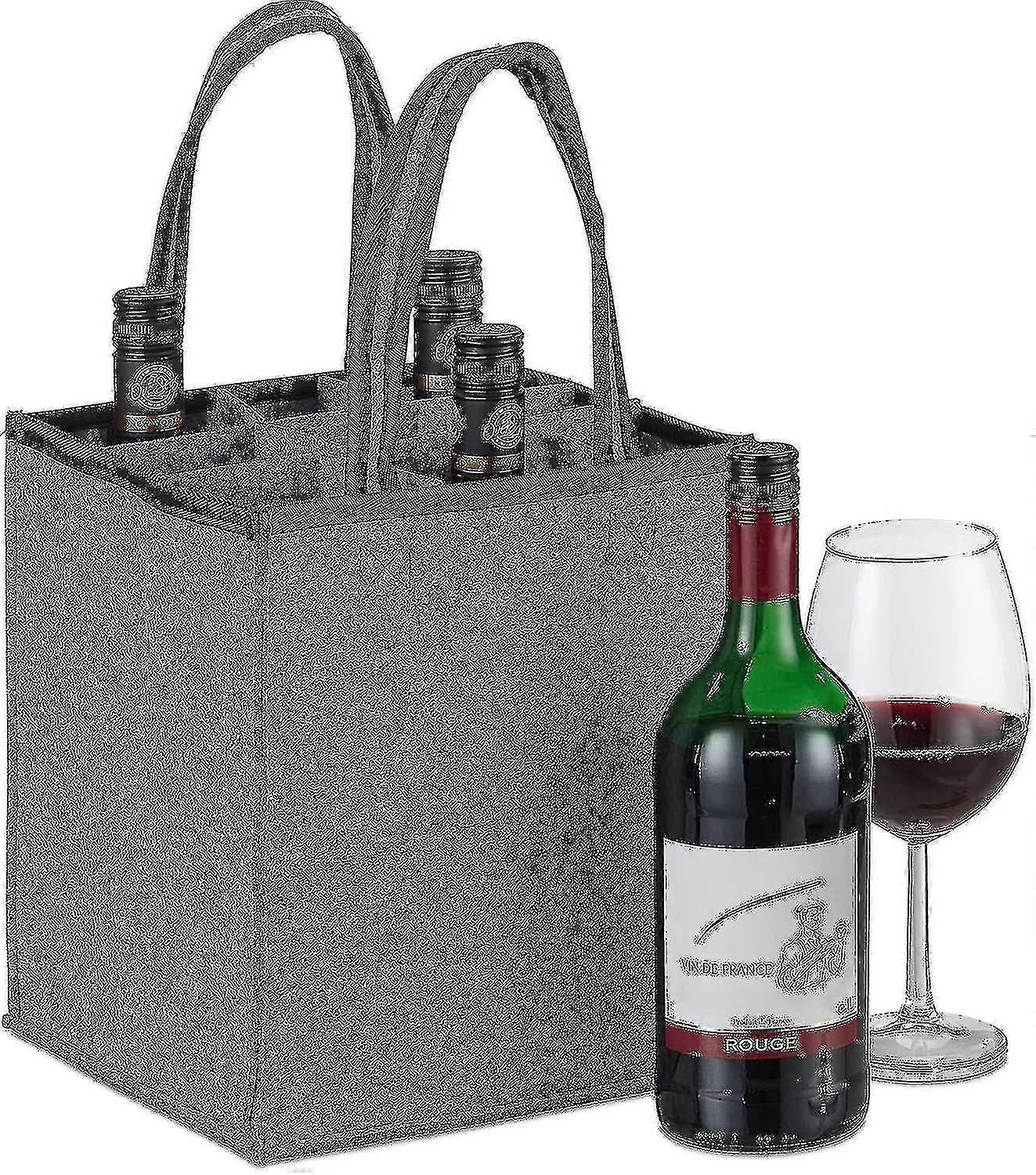 Flaskpåse 9 flaskor för vin, öl, (45x24x24 cm, grå)