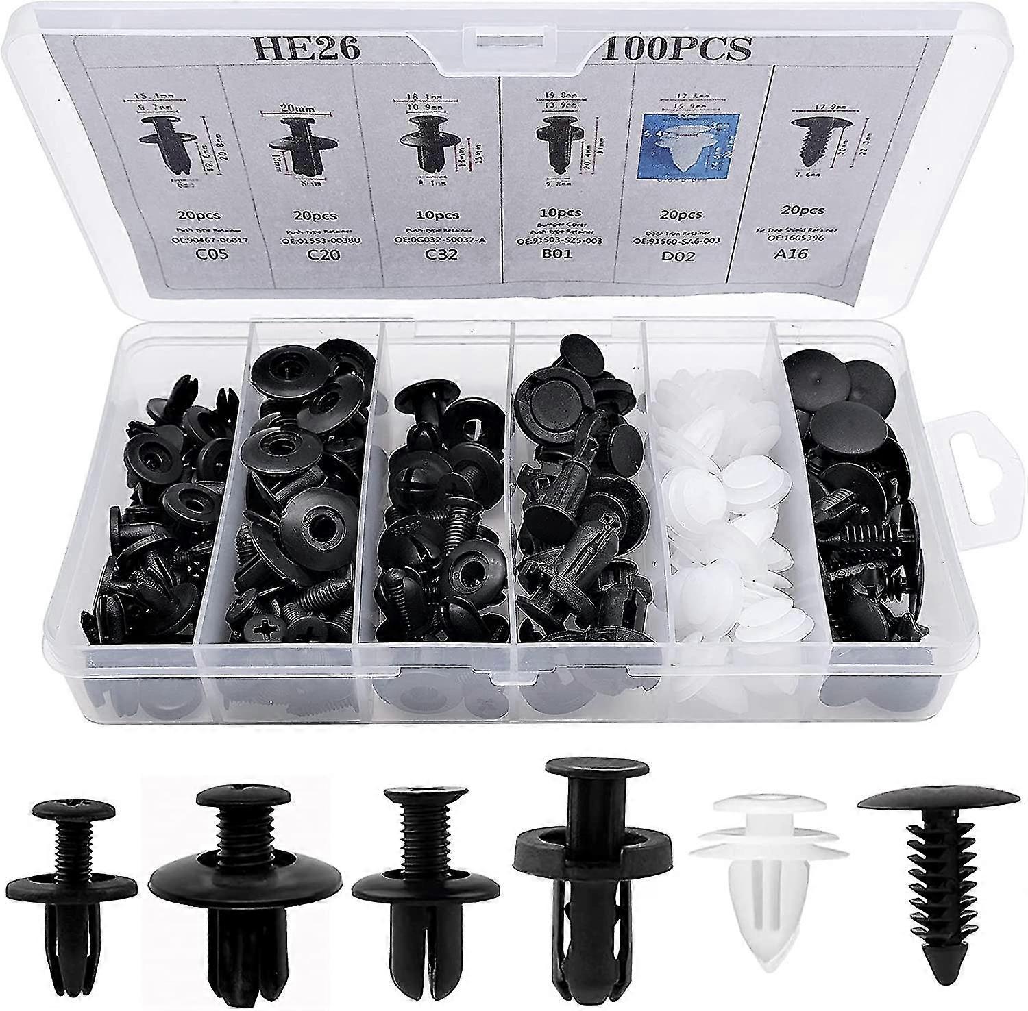 100pcs Plastic Rivet Clips, Car Clips Bumper Fasteners Rivet Clips, Plastic Rivets Protective Fastener With Different Shapes And Sizes