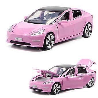 1:32 skala lekebil modell 3 støpt metallmodell bil pull back bil, egnet for gutter og jenter (rosa)