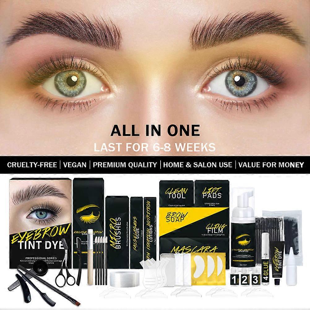 3 in 1 Eyelashes Eyebrow Tint Dye Kit Dye Eyebrow Cream Set for Professional and Beginner