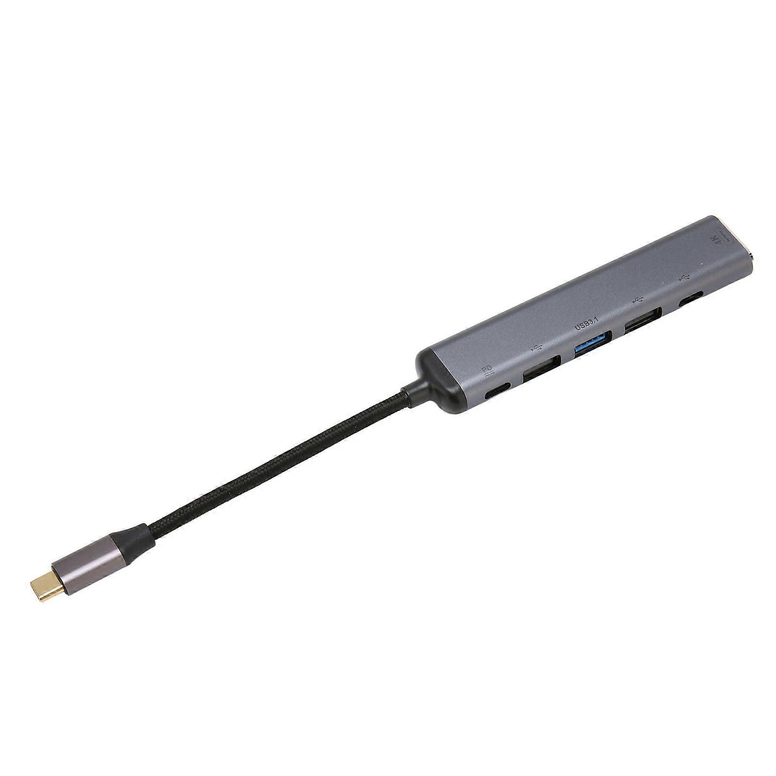 Hub USB C 6 in 1, tipo C, interfaccia multimediale HD, USB 3.1, USB 2.0, tipo C, adattatore USB C multiporta PD da 100 W per tablet.